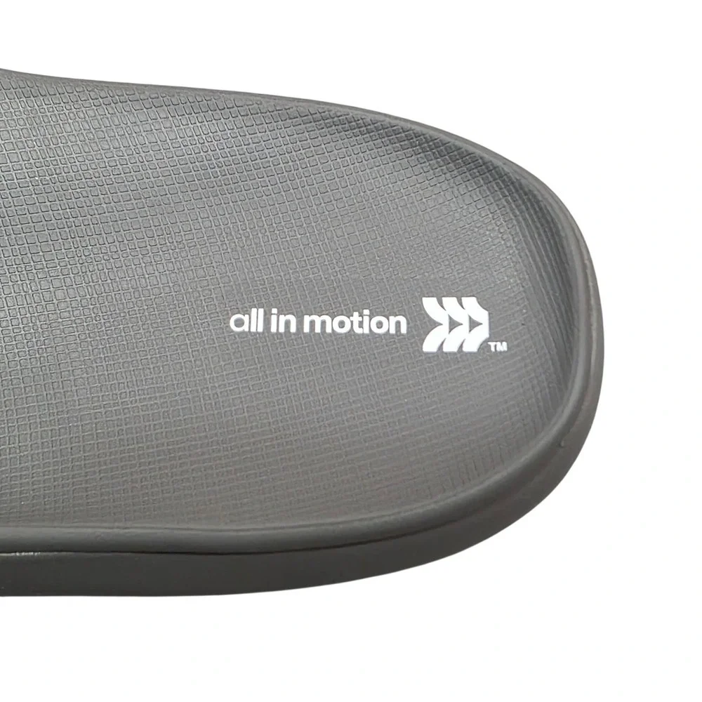 All in Motion Mens Archie Recovery Slide Sandals Gray Contoured Footbed Slip‎ On